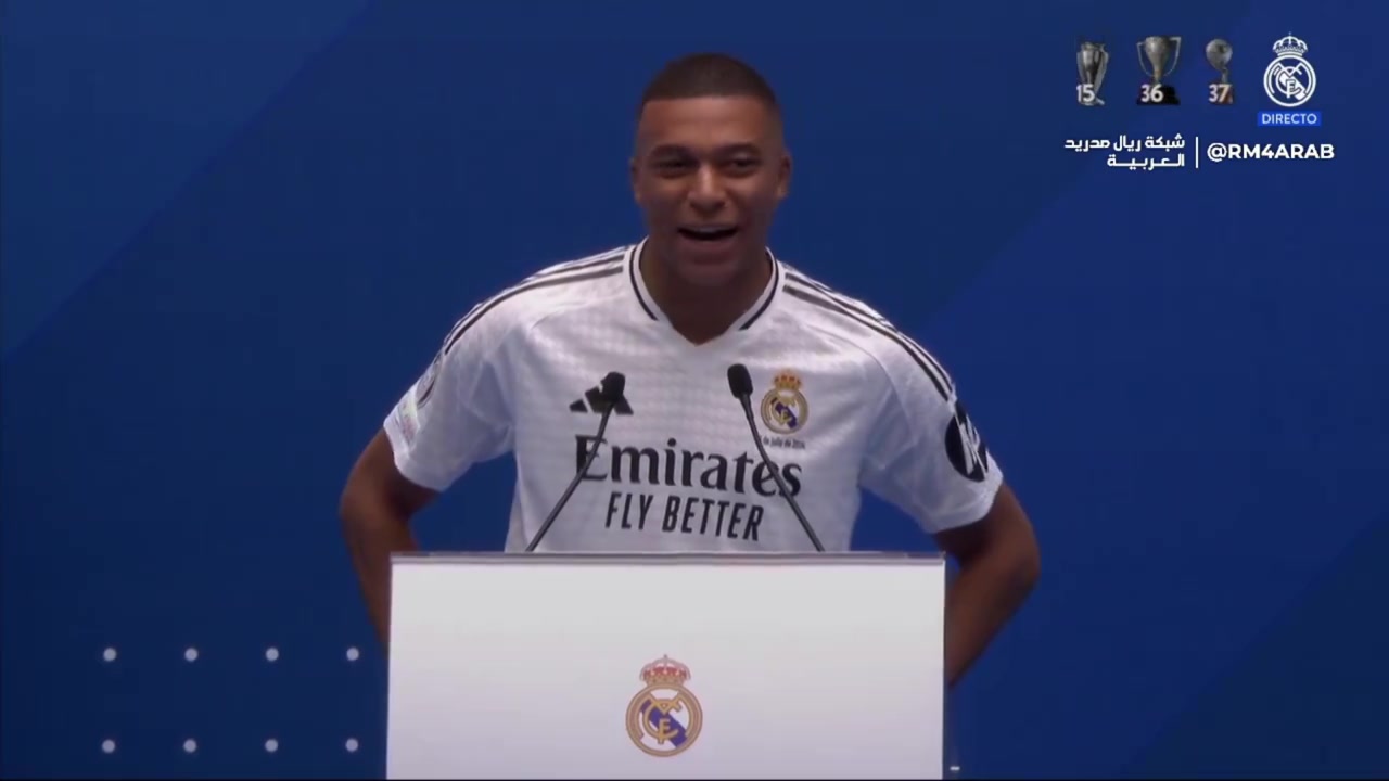 姆巴佩：大家跟我一起喊...1,2,3，Hala Madrid!